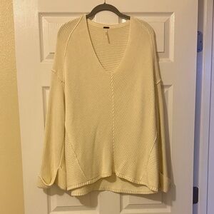 Free People Cream V-Neck Women's Sweater 100% cotton